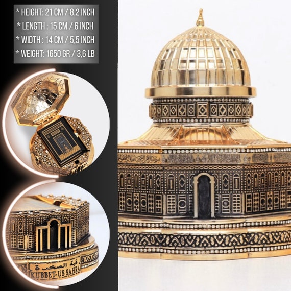 Islamic Turkish Home Decor Showpiece Gift Al Aqsa Mosque Dome Of The Rock Jerusalem Replica Gold