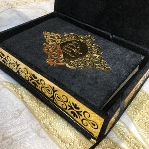gepersonaliseerde koran met fluwelen doos, islamitische gift set, koran geschenkdoos, moslim geschenk, islamitische bruiloft gift, fluwelen koran