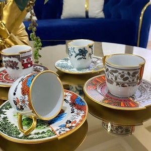 Türkische Kaffeetasse, Feines Porzellan Türkischer Kaffee, Porzellan Türkische Kaffeetasse Set, Handgemachte Kaffeekanne, Espresso Set, Kaffee Geschenke