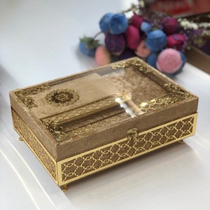 Luxry special box Prayer rug set,Quran gift set,Islamic Gift Set , Quran Favors,Prayer Gift Set,Islamic Gifts ,Islamic Wedding Gift Acti