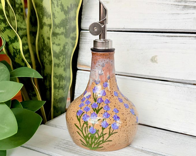 Handmade Lavender Ceramic Cruet: Weighted Pourer, 10-12 oz
