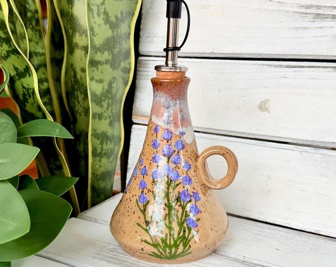 Handmade Lavender Ceramic Cruet: Weighted Pourer, 10-12 oz