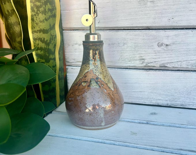 Handmade Ceramic Oil Dispenser: Mountain Resist Design Cruet