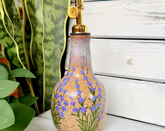 Handmade Lavender Ceramic Cruet: Weighted Pourer, 10-12 oz