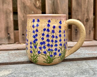 14oz, 16oz, 18oz or 20oz mug, Lavender Mug, speckled brown stone clay, Ceramic Coffee Mug