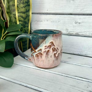 14oz Handmade Resist Mountain Mug, Each Unique One of a Kind