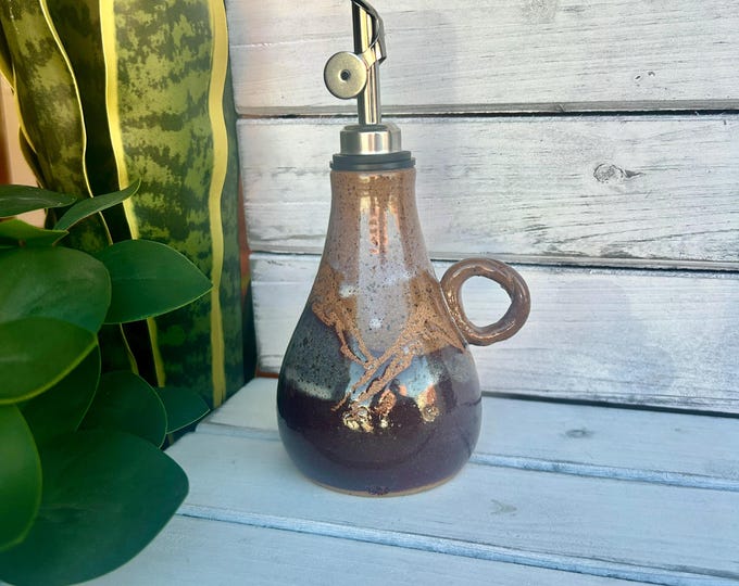 Handmade Ceramic Oil Dispenser: Mountain Resist Glaze Cruet