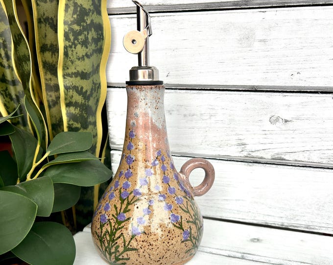 Handmade Lavender Ceramic Cruet: Weighted Pourer, 10-12 oz