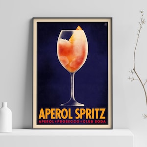Aperol Spritz Cocktail Poster, Vintage Style Cocktail Print, Cocktail Wall Art, Colorful Wall Decor