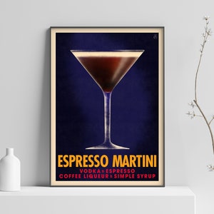 Espresso Martini Cocktail Poster, Vintage Style Cocktail Print, Cocktail Wall Art, Bar Cart Decor, Perfect for Cocktail Lovers
