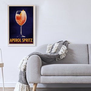 Aperol Spritz Cocktail Poster, Vintage Style Cocktail Print, Cocktail Wall Art, Colorful Wall Decor image 7