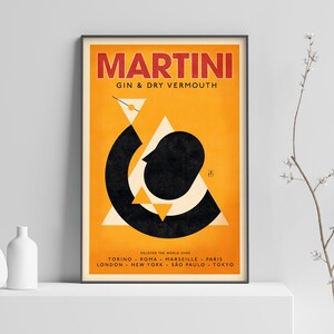 Impresión de cóctel de Gin Martini, póster de Martini de estilo vintage, decoración de pared de cocina