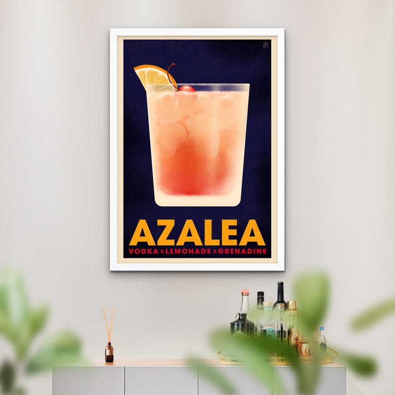 Azalea Cocktail Poster, Vintage Style Cocktail Print, Masters Cocktail ...