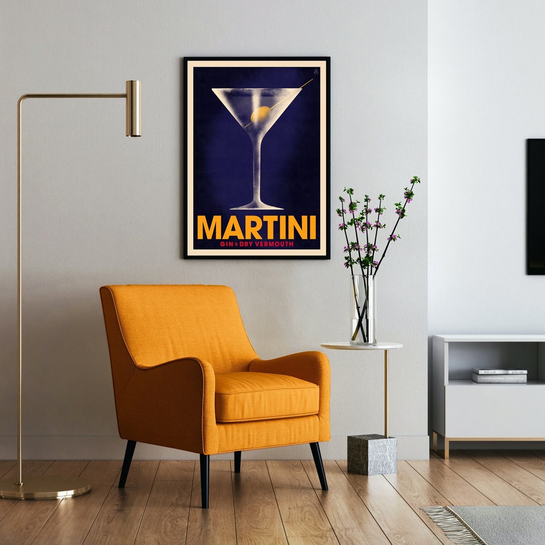 Martini Cocktail Poster Vintage Style Cocktail Print - Etsy