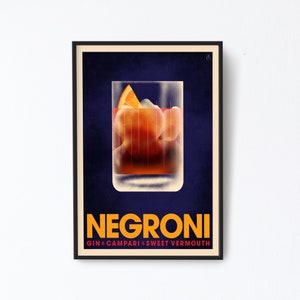 Negroni Cocktail Poster, Vintage Style Cocktail Print, Cocktail Wall Art, Kitchen Wall Decor image 8