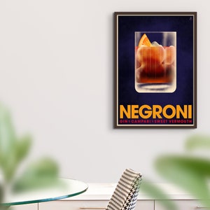 Negroni Cocktail Poster, Vintage Style Cocktail Print, Cocktail Wall Art, Kitchen Wall Decor image 7