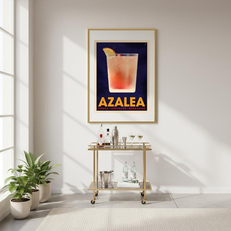 Azalea Cocktail Poster, Vintage Style Cocktail Print, Masters Cocktail ...