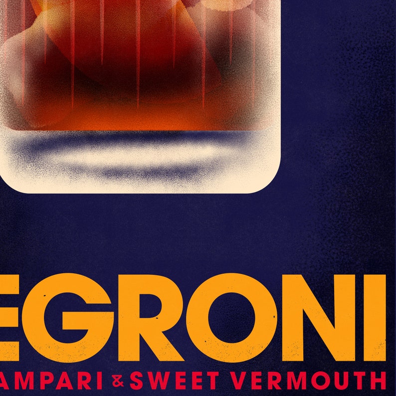 Negroni Cocktail Poster, Vintage Style Cocktail Print, Cocktail Wall Art, Kitchen Wall Decor image 6