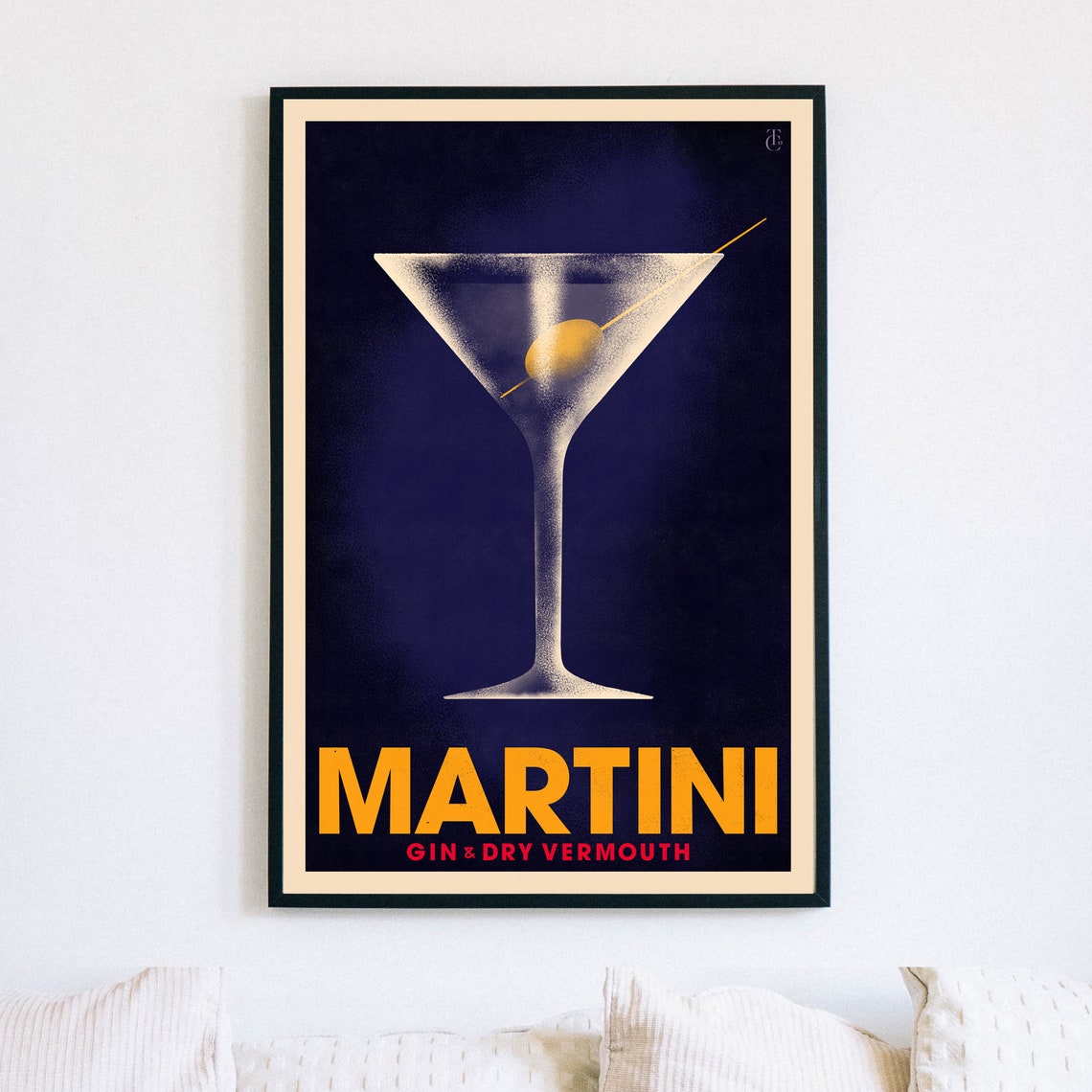 Martini Cocktail Poster Vintage Style Cocktail Print - Etsy