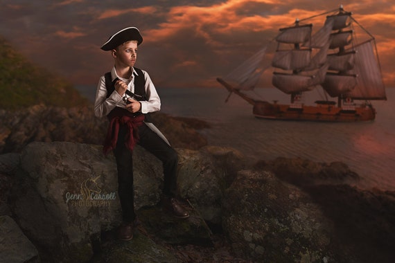 Pirate Ship Cove Digital Background Backdrop Photoshop PS | Etsy