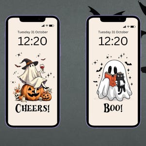 Fall Halloween Phone Wallpaper | Funny Ghost Wallpaper | Phone Halloween Wallpaper | iPhone Wallpaper | Theme Background Wallpaper