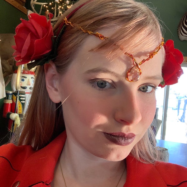 Rose Headpiece with Forehead Jewel