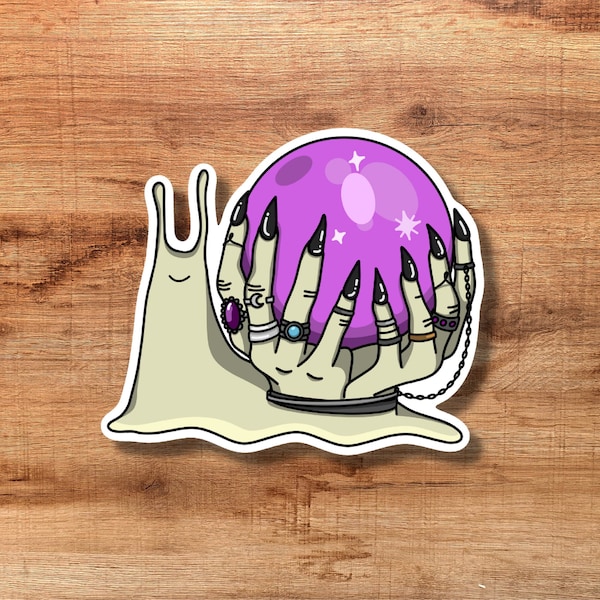 Creepy Snail with Fingers, Rings and a Crystal Ball Snail to Tell Your Fortune Vinyl Sticker