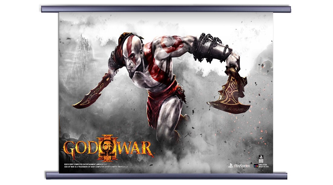 God of War Chains of Olympus Video Game Fabric Wall Scroll 