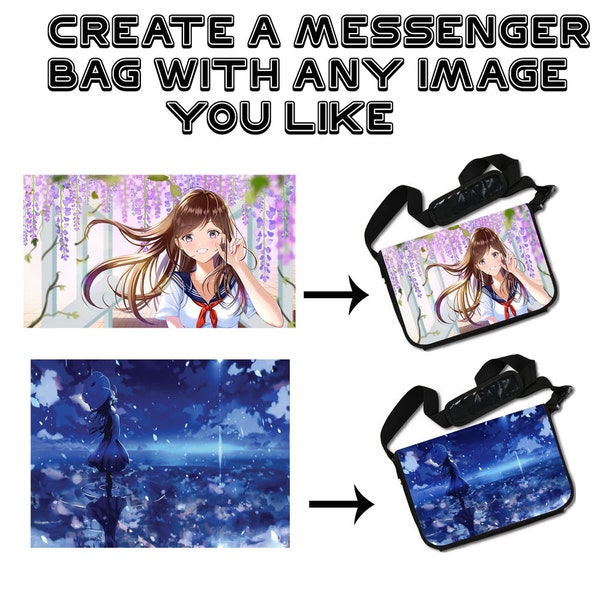 Custom Anime Messenger Bag/Laptop Bag (15" x 11") Pulgadas (Envíe cualquier imagen que desee, la imprimiremos)