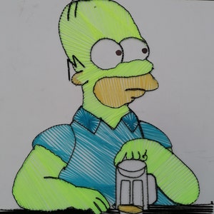 Homer Simpson on beer  : String art - Wall hanging - The Simpsons knitting art