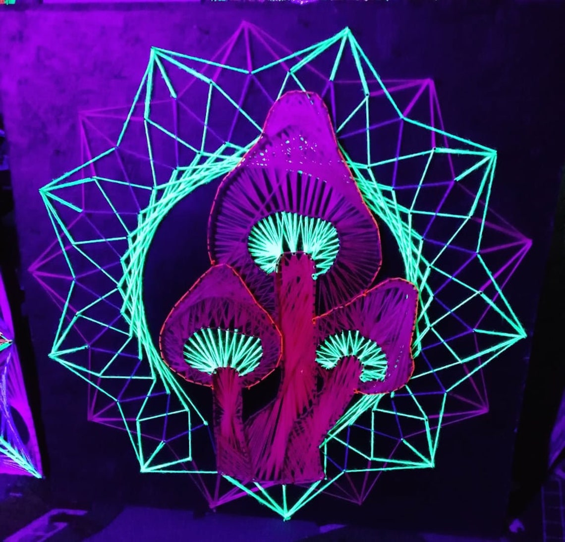 Psychadelic mushrooms string art Etsy