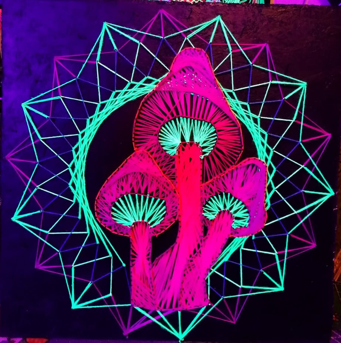 Psychadelic mushrooms string art Etsy