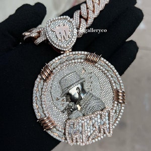 Colgante personalizado con cualquier nombre de logotipo, plata de ley 925 CZ/Diamante moissanita/helado/colgante personalizado/colgante con logotipo personalizado HIP HOP