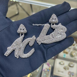 Custom Iced Out VVS1 Moissanite Pendant, Custom Letter Pendant, Customized Jewelry, Hip Hop Pendant, Silver Jewelry, Pass Diamond Tester