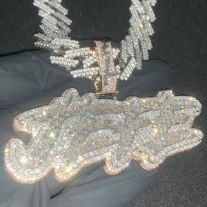 Iced Out VVS1 Moissanite Diamond Jewelry, Any Letter Custom Pendant, Men&#39;s Custom Jewelry, hip Hop jewelry, iced Out Chain, Pass Tester