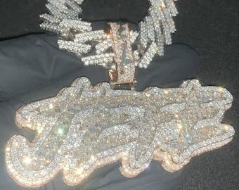 Iced Out VVS1 Moissanite Diamond Jewelry, Any Letter Custom Pendant, Men's Custom Jewelry, hip Hop jewelry, iced Out Chain, Pass Tester