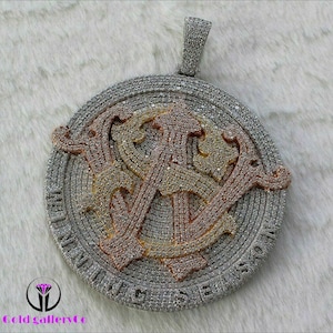 Colgante redondo personalizado WS hecho a mano con cualquier letra en plata de ley 925 Cz/diamante moissanita/colgante 3D/hielo