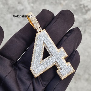Colgante personalizado con cualquier número, con circonita cúbica o moissanita, joyería de plata personalizada, colgante de hip hop, cadena para hombre con diamantes, probador aprobado.