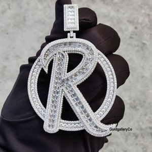 Custom VVS1 Silver Pendant, Mens Iced Out Chain, Hip Hop Jewelry, Customized Letter Pendant, Custom Iced out Chain, Pass Tester