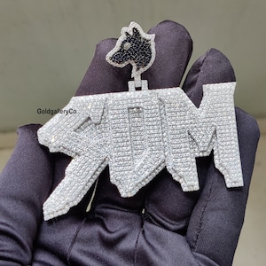 Custom Iced Out VVS1 Moissanite Pendant, Custom Letter Pendant, Wolf black Diamond, Customized Jewelry, Hip Hop Pendant, Pass Diamond Tester