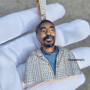 Colgante de esmalte facial 3D personalizado, diamante moissanita VVS1, colgante de esmalte 3D, colgante de regalo 3D, joyería de hip hop, colgante personalizado, probador de pases