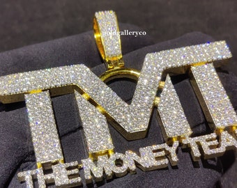 Customize TMT The Money Team Pendant, VVS Moissanite Diamond, Mens Charm pendant, custom Jewelry, Rapper pendant, Pass Tester
