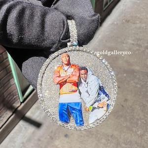 Custom Iced Out Photo Pendant 925 Sterling Silver CZ/ Moissanite Diamond / Customized Jewelry / hip Hop Pendant / Custom Photo Pendant