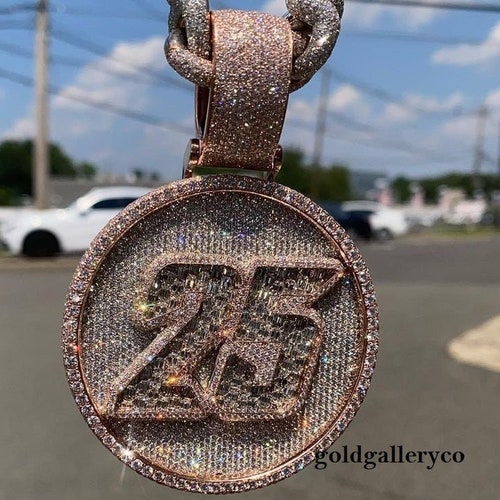 Custom Iced Out Any Number Pendant 925 Sterling Silver CZ/ - Etsy