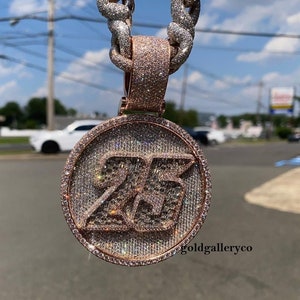 Custom Iced Out 25 Number Pendant 925 Sterling Silver CZ