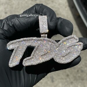 Custom VVS Moissanite Diamond Pendant, Iced Out Pendant, Hip Hop Jewelry, Customize pendant, mens Charm 3.0 Inch Pendant, Pass Tester image 1