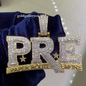Custom Iced Out PRE Pendant 925 Silver, Mens Custom Charm Pendant, Customized Pendant, PRE Rapper Pendant, Custom Jewerly, Pass Tester