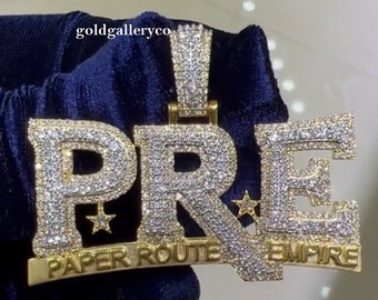 Custom Iced Out PRE Pendant 925 Silver, Mens Custom Charm Pendant, Customized Pendant, PRE Rapper Pendant, Custom Jewerly, Pass Tester