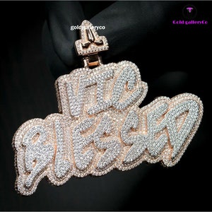 Customized Iced Out Initial Name Pendant 925 Sterling Silver CZ/ Moissanite Diamond / Hip Hop Pendant / Custom Jewelry / Hip Hop Jewelry