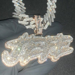 Joyas con diamantes de moissanita VVS1 helados, colgante personalizado con cualquier letra, joyas personalizadas para hombres, joyas de hip hop, cadena helada, probador aprobado
